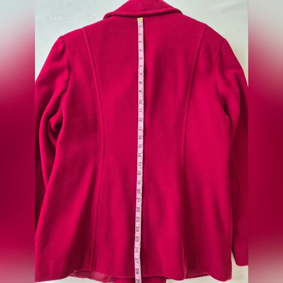 St. John’s Bay Fuchsia Pink Wool-Blend Pea Coat - Women's Large - Picture 5 of 11